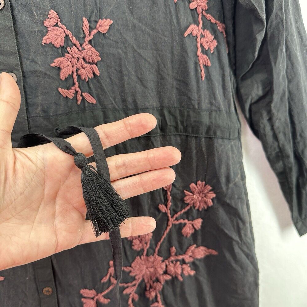 Kyla Seo Willow Maxi Dress Caite Embroidered Long Pockets Small Slip Black NWOT - Picture 4 of 16